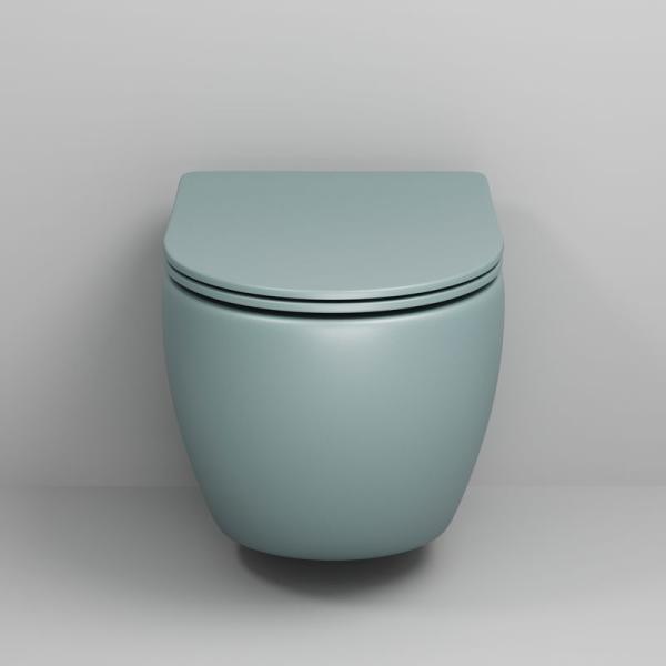 Унитаз Grossman GR-4455MNMS Color (485*365*360) МЯТНЫЙ МАТОВЫЙ подвесной Безободковый с тонкой крышкой