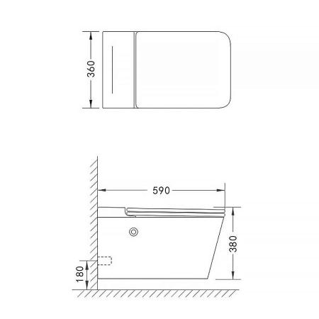 Унитаз импульсный Azario AZ-101C подвесной 360х590х380, квадратный, быстросъемное сиденье микролифт, монтажная рама в комплекте