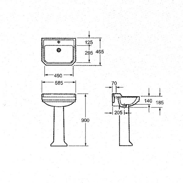 Раковина Magliezza Retro 58.5x46.5 см с одним отверстием под смеситель 7012