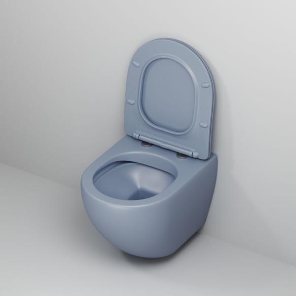 Унитаз Grossman GR-4455BSMS-21 Color (485*365*360) ГОЛУБОЙ МАТОВЫЙ подвесной Безободковый с тонкой крышкой