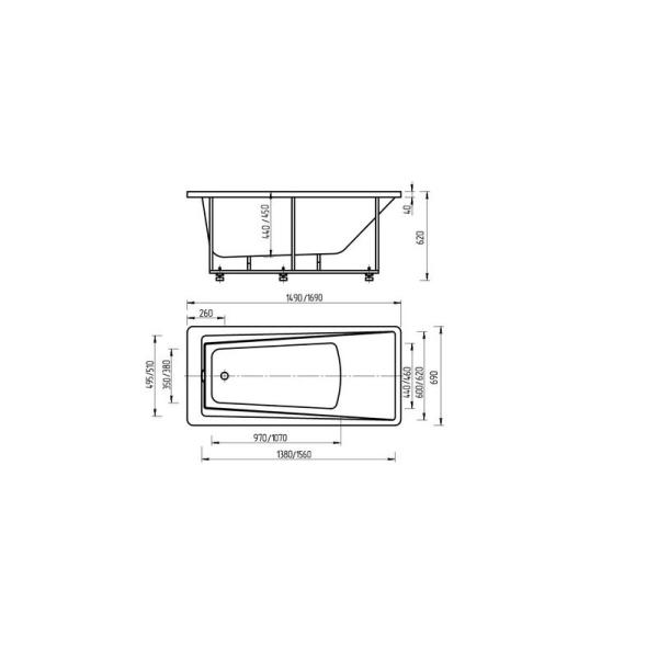 Ванна АКВАТЕК Либра 150x70 без гидромассажа с фронтальным экраном