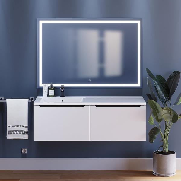 Тумба под стиральную машину Uperwood Tanos 60 см с раковиной Cosmos 120 см левая, белая/графит