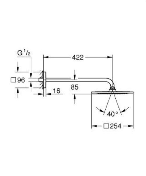 Grohe Rainshower F-Series 10" 26259000 Верхний душ и душевой кронштейн 422 мм