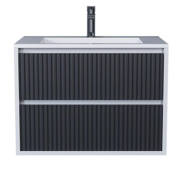 Тумба под раковину Uperwood Next Premium подвесная, 70 см, белая/графит, 2 ящика