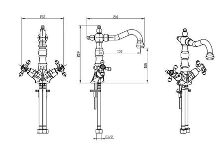 Смеситель для раковины Boheme Flora 312-FL бронза