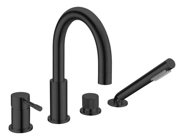Смеситель врезной на борт ванны Boheme UNO Black 460-B