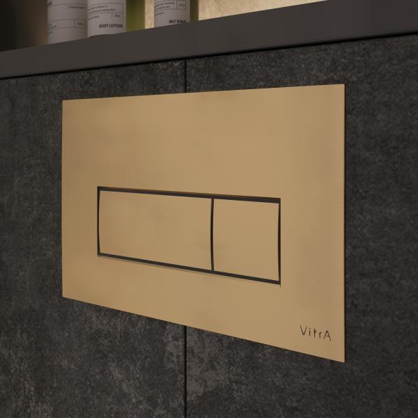 Кнопка смыва для инсталляции VitrA Root Square  740-2325 брашированное золото двойный смыв