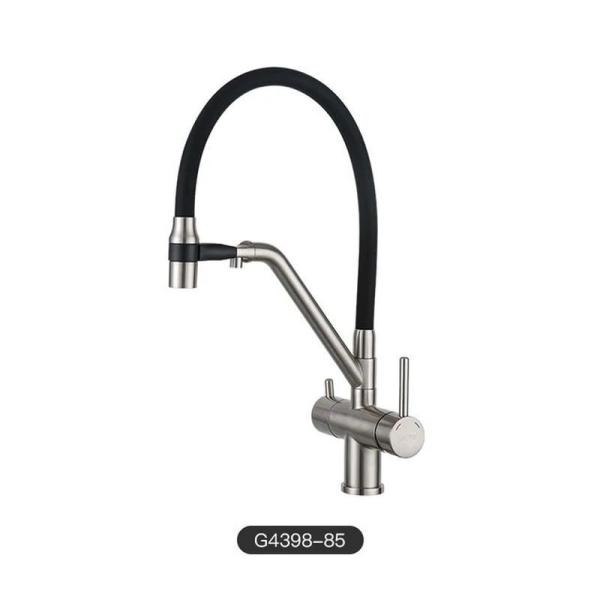 Смеситель Gappo G4398-85 для кухни с гибким изливом сатин/черный