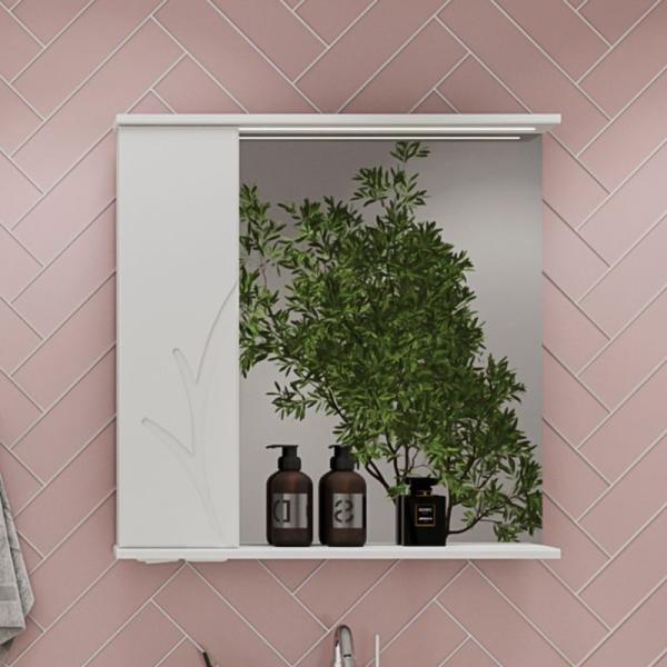 Зеркало-шкаф Volna Adel 70 левый белый глянец