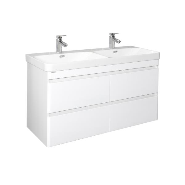 Тумба с раковиной Comforty Енисей-120 00-00022406CF белый глянец c раковиной CF19595BX-120D