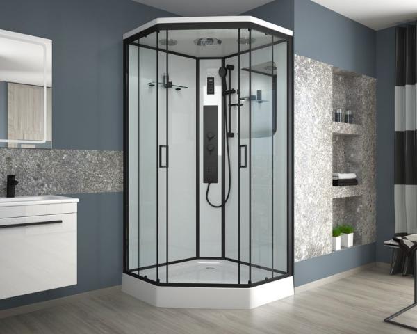 Душевая кабина Niagara Premium NG-6902-01GD BLACK (1000х1000х2200) низкий поддон(16 см) стекло ТОНИРОВАННОЕ