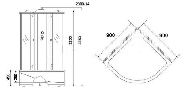 Душевая кабина Niagara Classic NG-2308-14 (900х900х2150) высокий поддон(45см) стекло МАТОВОЕ