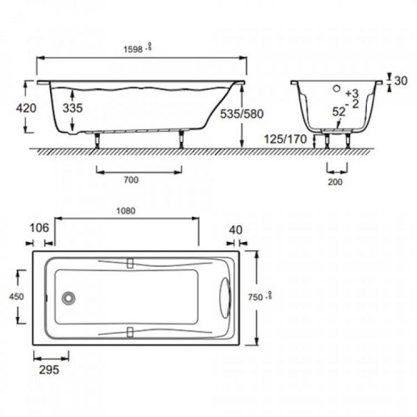 Ванна Jacob Delafon ODEON UP E6057RU-00 160x75 см