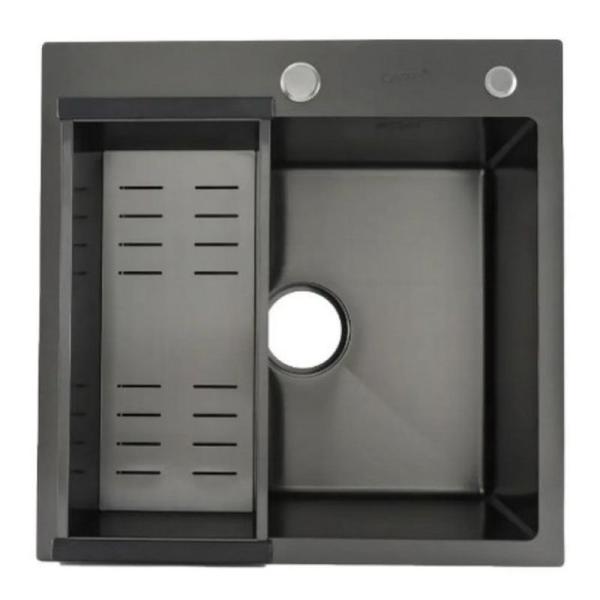 Кухонная мойка Gappo GS5050-6 500x500x215mm 0.8мм с коландером Черный