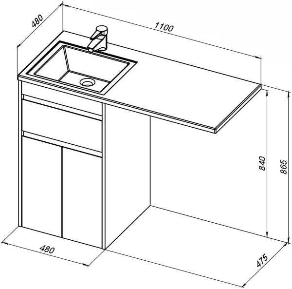 Тумба под раковину Aquanet Токио 48 белый (напольная, 1 ящик, 2 дверцы)