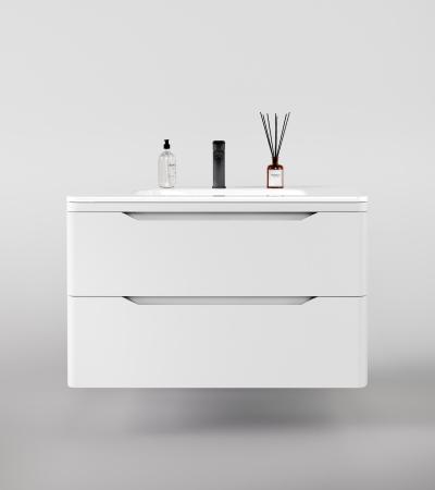 Тумба подвесная Style Line Марелла 90 (2 ящ.) Люкс антискрейтч белый матовый, PLUS
