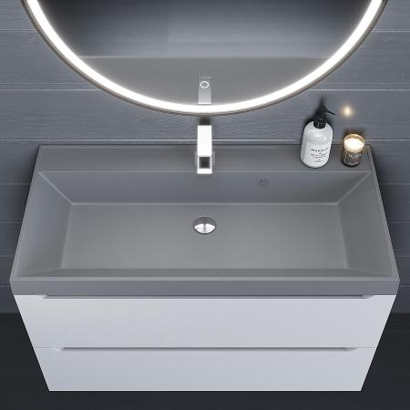 Раковина кварцевая Uperwood Classic Quartz 90 см, серая матовая, бетон