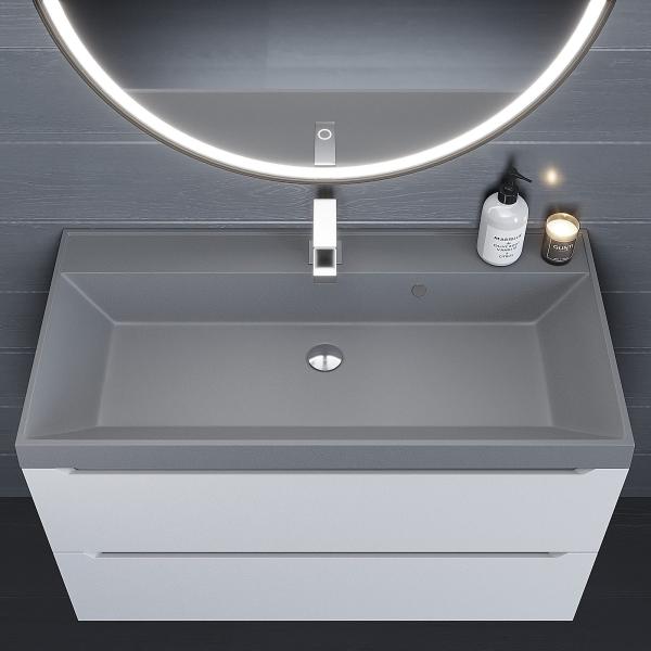 Раковина кварцевая Uperwood Classic Quartz 90 см, серая матовая, бетон