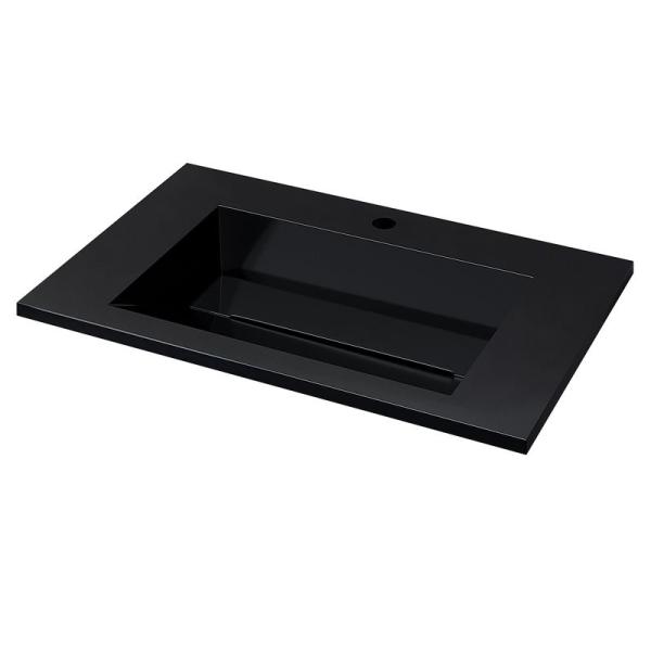 Раковина для ванной Uperwood Next Premium 70 см, прямоугольная, черный глянец