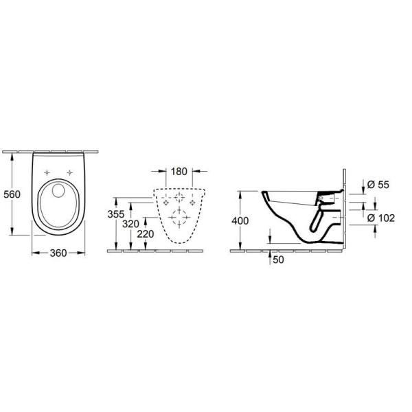Унитаз Villeroy&Boch O'Novo подвесной 56601001(сиденье отдельно)