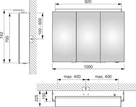 Зеркальный шкаф Keuco Royal L1 1000 x 742 x 150 mm 13604171301