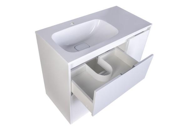Тумба под раковину Style line El Fante напольная Барселона 90 левая (2 ящ.) с выкатной корзиной, Люкс белая, Plus