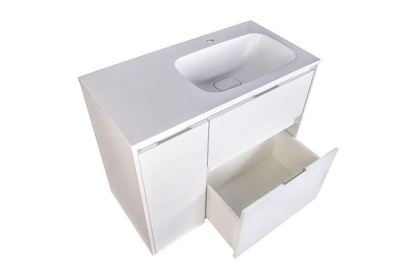 Тумба под раковину Style line El Fante напольная Барселона 90 правая (2 ящ.) с выкатной корзиной, Люкс белая, Plus