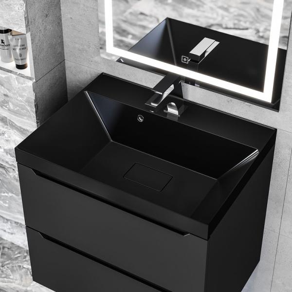 Раковина для ванной Uperwood Classic New 60х45х16,3 см, черная глянцевая, с накладкой для слива