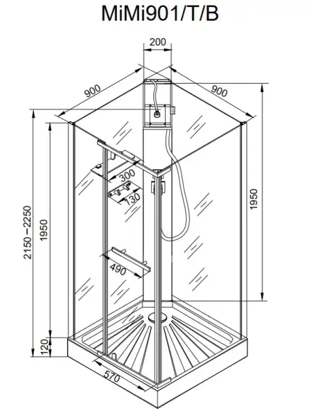 Душевая кабина СeruttiSPA МИМИ (MIMI) 90T (90x90x215-225)