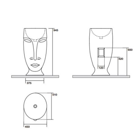 Kerasan Artwork Пластина из металла, закрывающая отверстие в стену Moloco + Fix, цвет Bianco Matt