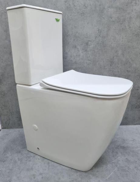 Унитаз Ceramalux K2170-1 безбодковый напольный с бачком сиденье микролифт 640*370*805, белый