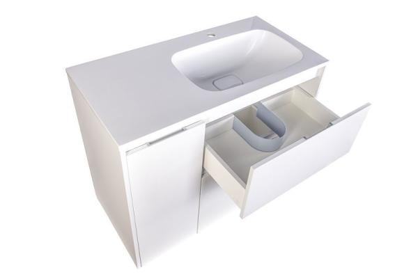 Тумба под раковину Style line El Fante напольная Барселона 90 правая (2 ящ.) с выкатной корзиной, Люкс белая, Plus