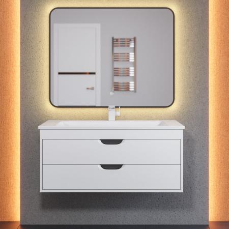Тумба под раковину для ванной Uperwood Modul 100 см, подвесная, матовая, белая/графит