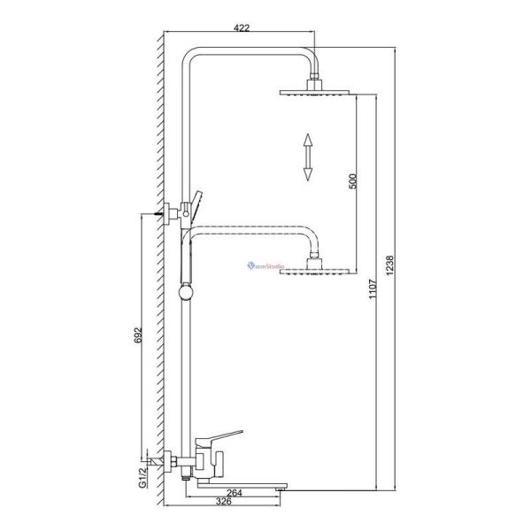 Душевая система Frap F2462 черный для ванны