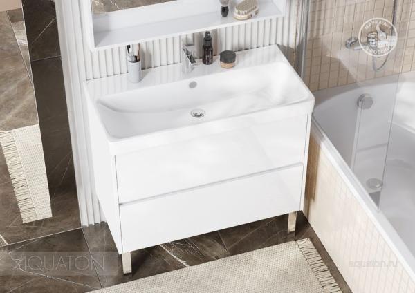 Тумба под раковину AQUATON Сканди 90 белый матовый, белый глянец 1A251901SD010