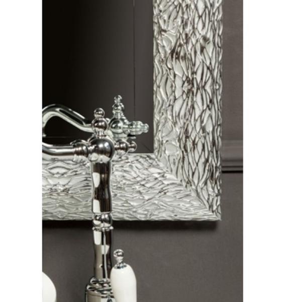 Зеркало Boheme Linea прямоугольная 79х95 535, белый/серебро, рельефная резная рама из массива дерева