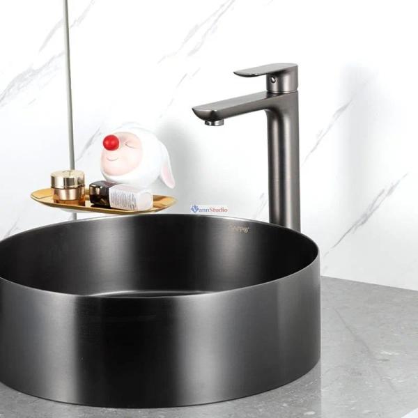 Смеситель высокий для раковины Gappo G1048-92 Оружейная сталь