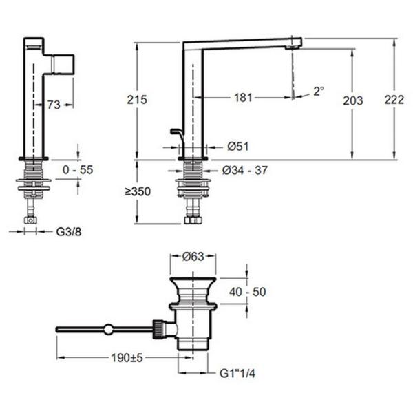 Смеситель Jacob Delafon COMPOSED E73159-CP для раковины хром с донным клапаном