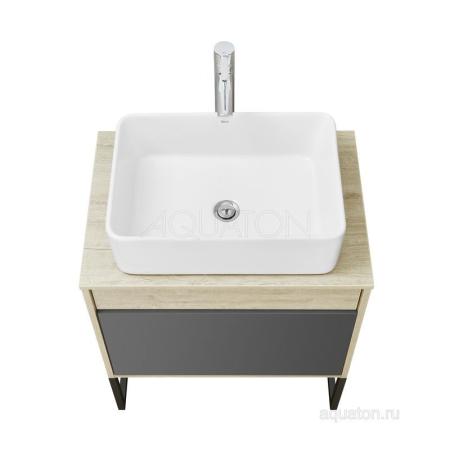 Тумба под раковину AQUATON Лофт Урбан 65 серый графит, дуб орегон 1A254001LQX60