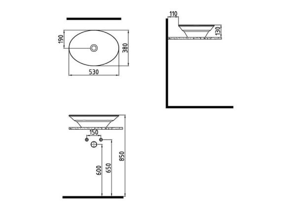 Раковина на столешницу Bien Dune DNLG05301FD0W3000 53 см