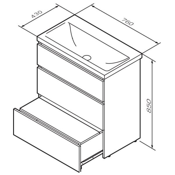Тумба под раковину напольная AM.PM GEM S M91FSX0752GM графит матовый