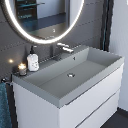 Раковина кварцевая Uperwood Classic Quartz 80 см, серая матовая, платина
