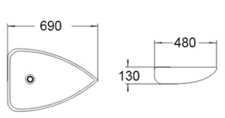 Раковина SantiLine SL-1033 69x48 на столешницу керамическая Белый