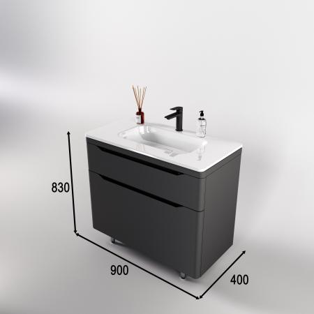 Тумба напольная Style Line Марелла 90 (2 ящ.) Люкс антискрейтч серый, PLUS