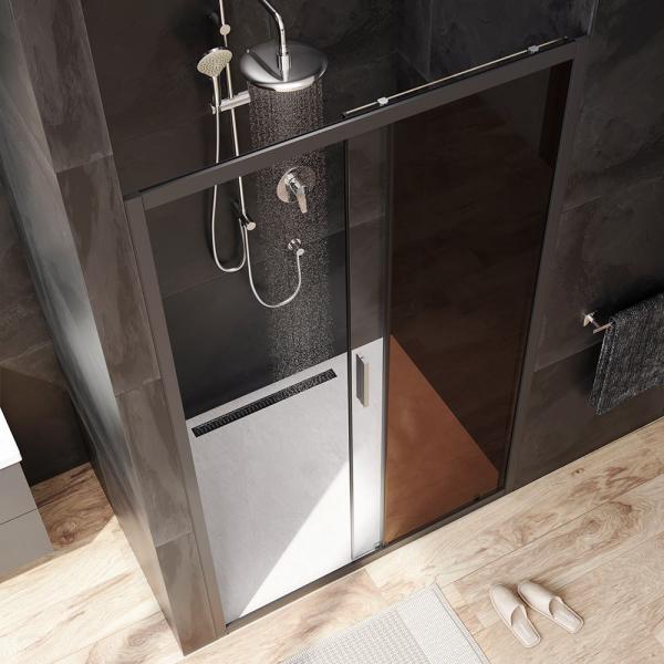 Дверь душевая в нишу AM.PM Gem W90G-120-1-195BBr прозрачное, бронзовое; профиль черный