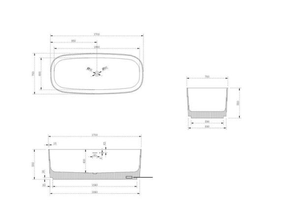 Ванна NT BAGNO NT221 FAVOLOSO 1700x750 искусственный камень белый матовый