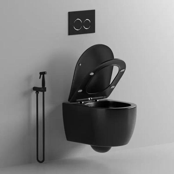 Унитаз Cerutti SPA OGLIO Aria MB подвесной безободковый черный матовый CT9239 (485х365х350)