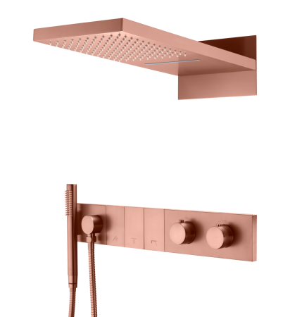 Встроенная душевая система Boheme ZODIAC с термостатом, трехпозиционная Copper Brushed 133-CB