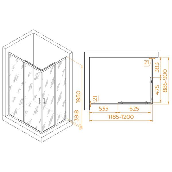 Душевой уголок RGW PA-040 Passage 120x90 Хром прозрачное
