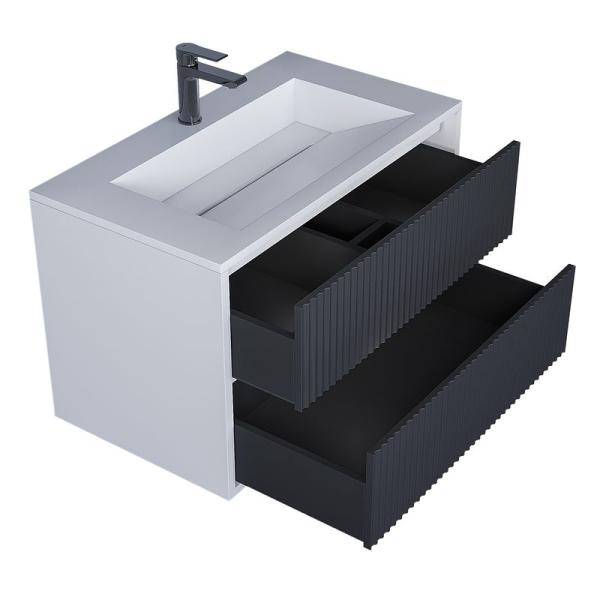 Тумба под раковину для ванной Uperwood Next Premium подвесная, 80 см, белая/графит, 2 ящика